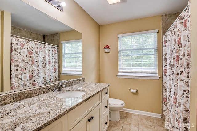169 Metuchen Ave, Woodbridge Proper, NJ 07095 - bathroom with healthy amount of natural light, vanity, tile patterned floors, and a shower with shower curtain