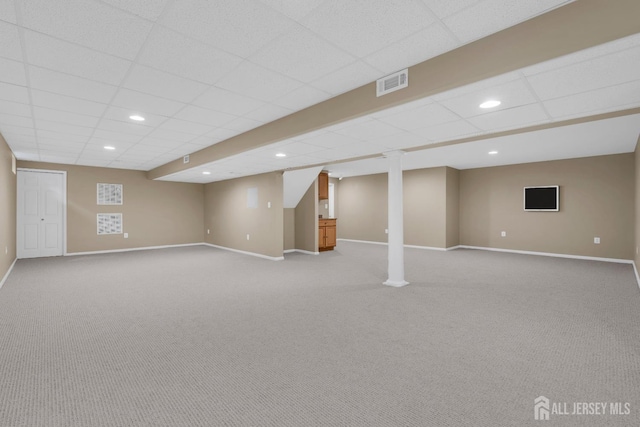 3 Malibu Ct, Jackson, NJ 08527 - finished below grade area featuring light colored carpet, recessed lighting, and a drop ceiling