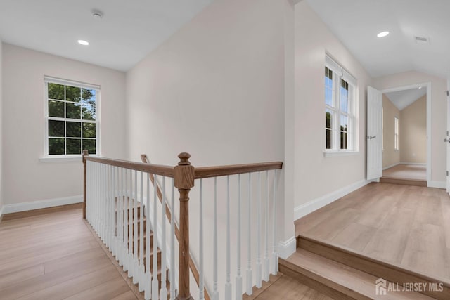 3 Malibu Ct, Jackson, NJ 08527 - stairs featuring wood finished floors, vaulted ceiling, and recessed lighting
