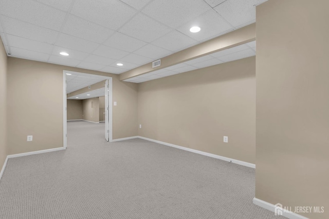 3 Malibu Ct, Jackson, NJ 08527 - finished below grade area with carpet, recessed lighting, and a drop ceiling