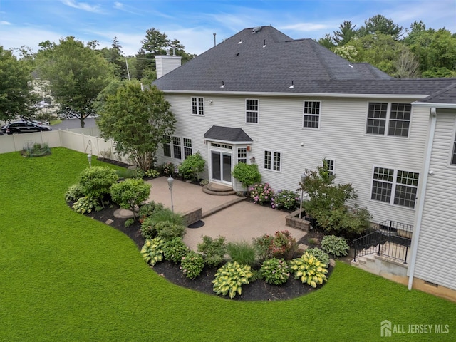 3 Malibu Ct, Jackson, NJ 08527 - back of house featuring a patio, a chimney, roof with shingles, and entry steps
