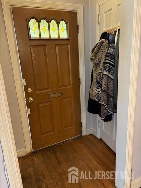 1472 Stanley Ter, Hillside, NJ 07205 - doorway to outside with dark wood finished floors