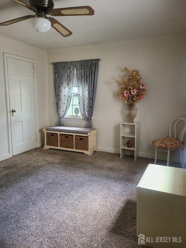 1472 Stanley Ter, Hillside, NJ 07205 - carpeted bedroom featuring ornamental molding and a ceiling fan