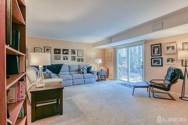 living room with carpet flooring