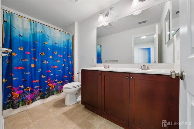 30 Clover Ln, Monroe, NJ 08831 - bathroom with double vanity, tile patterned floors, and a shower with curtain