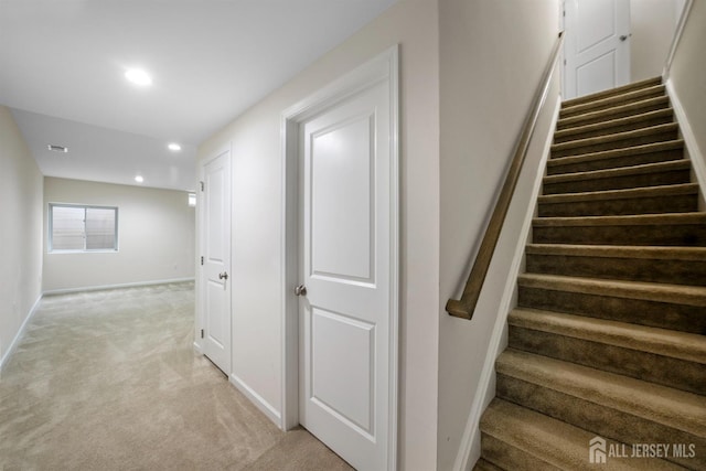 30 Clover Ln, Monroe, NJ 08831 - stairs with carpet floors and recessed lighting