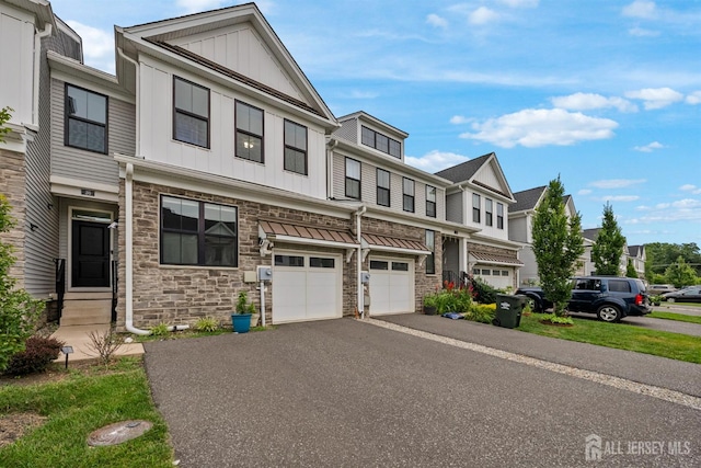 30 Clover Ln, Monroe, NJ 08831 - multi unit property featuring stone siding, board and batten siding, driveway, a garage, and entry steps