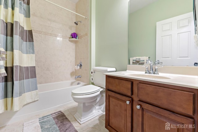72 Wintergreen Dr, Manalapan, NJ 07726 - bathroom featuring toilet, vanity, shower / bath combo, and tile patterned flooring