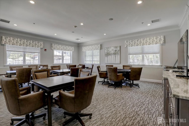 4215 Falston Cir Unit 15, Old Bridge, NJ 08857 - carpeted office space featuring ornamental molding and recessed lighting