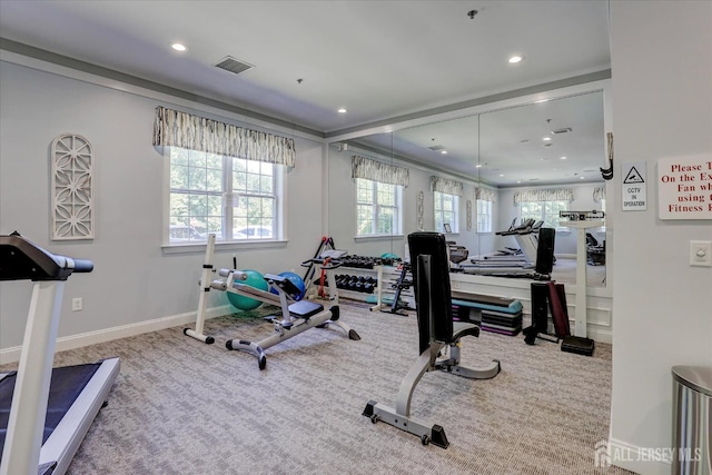 4215 Falston Cir Unit 15, Old Bridge, NJ 08857 - gym with carpet flooring and recessed lighting