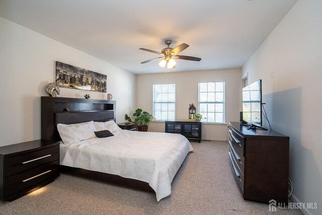460 Morning Glory Dr, Monroe, NJ 08831 - bedroom featuring light colored carpet, baseboards, and a ceiling fan