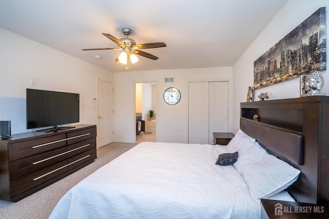 460 Morning Glory Dr, Monroe, NJ 08831 - bedroom with light colored carpet, ceiling fan, baseboards, and a closet