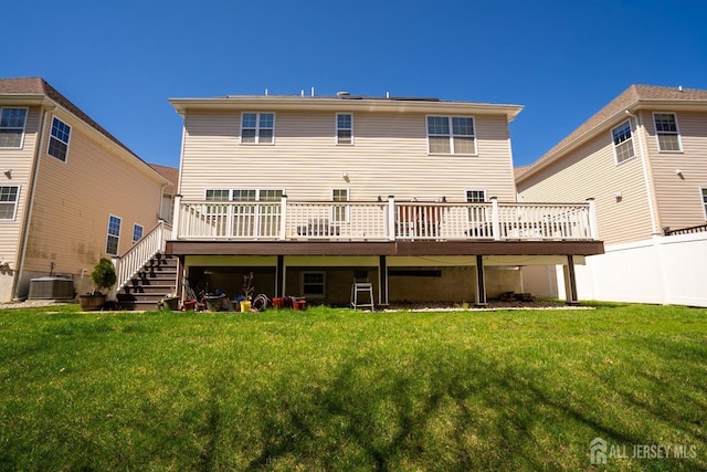 460 Morning Glory Dr, Monroe, NJ 08831 - rear view of property with a wooden deck, stairway, and central air condition unit