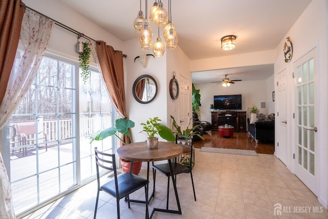 460 Morning Glory Dr, Monroe, NJ 08831 - dining area with a ceiling fan and light tile patterned floors