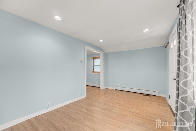 117 Burlington Ave, Leonardo, NJ 07737 - unfurnished room with a baseboard radiator, light wood-type flooring, baseboards, and recessed lighting