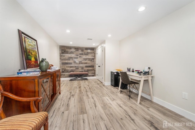 home office featuring light wood-type flooring