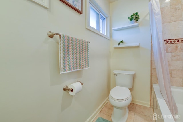 117 Whitman St, Carteret, NJ 07008 - full bath with toilet, tile patterned flooring, shower / bath combo with shower curtain, and baseboards