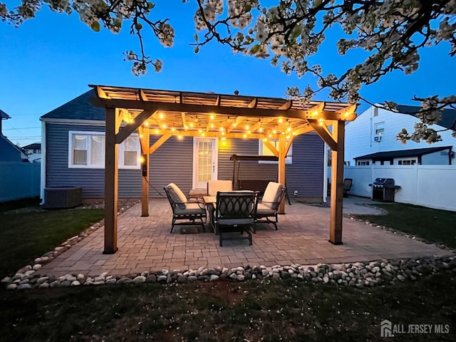 117 Whitman St, Carteret, NJ 07008 - view of patio / terrace featuring a pergola, central AC, and a fenced backyard