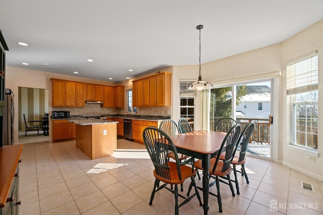 view of tiled dining space