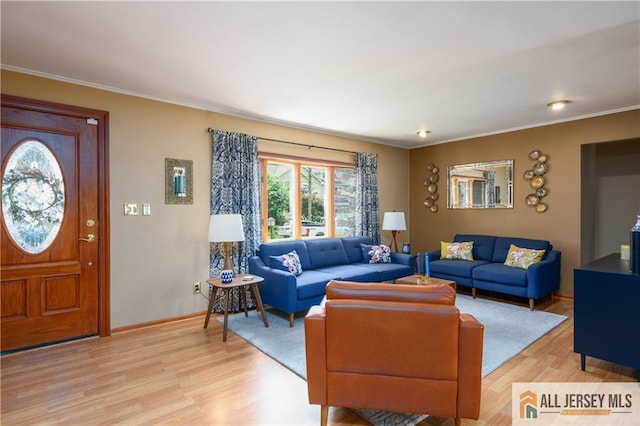 120 Alfred St, Edison, NJ 08820 - living room featuring light wood-type flooring and crown molding