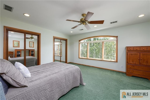 120 Alfred St, Edison, NJ 08820 - bedroom featuring recessed lighting, carpet flooring, ceiling fan, and multiple closets