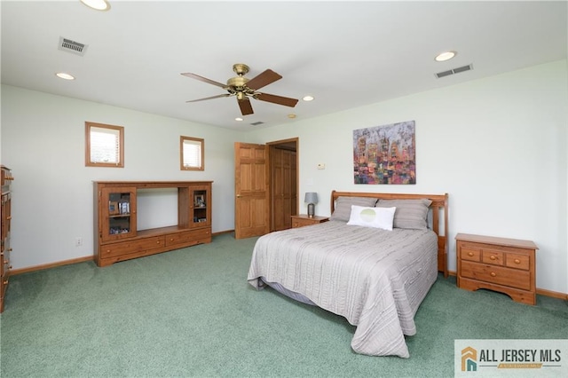 120 Alfred St, Edison, NJ 08820 - bedroom featuring carpet floors, recessed lighting, and ceiling fan
