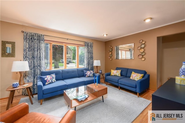 120 Alfred St, Edison, NJ 08820 - living area featuring crown molding and light wood-style flooring