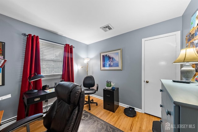 41 1st St, Franklin Twsp, NJ 08873 - home office featuring wood finished floors, baseboard heating, baseboards, and healthy amount of natural light