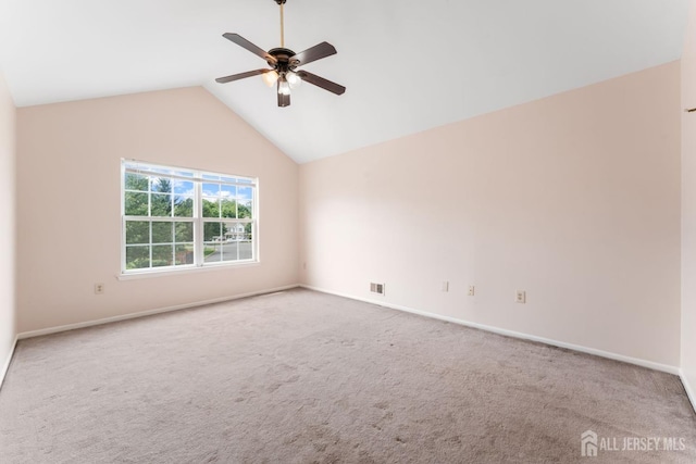 26 Allison Ct, South Brunswick, NJ 08852 - carpeted empty room featuring a ceiling fan, vaulted ceiling, and baseboards