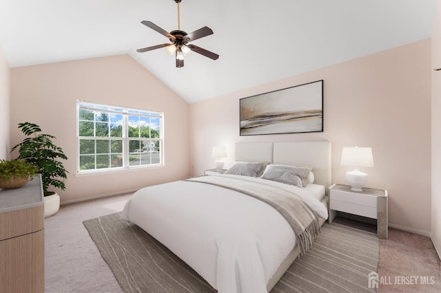 26 Allison Ct, South Brunswick, NJ 08852 - bedroom featuring light carpet, vaulted ceiling, and a ceiling fan