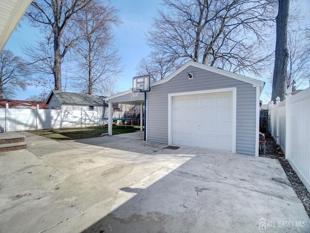 view of garage