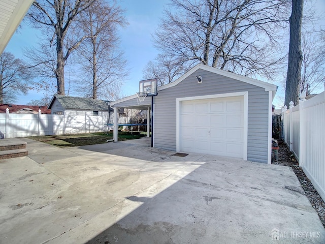 view of garage