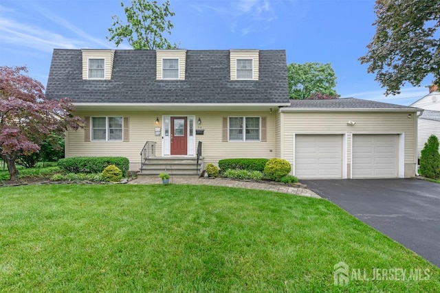 318 Ambrose Ave, Middlesex, NJ 08846 - view of front of home featuring roof with shingles, driveway, an attached garage, a front yard, and mansard roof