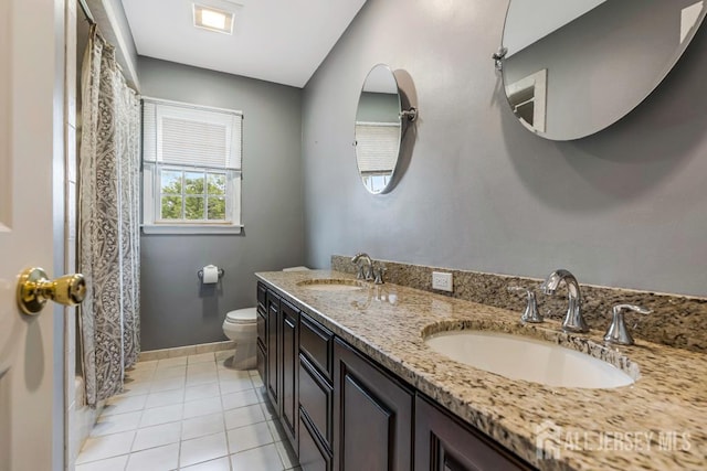 318 Ambrose Ave, Middlesex, NJ 08846 - full bathroom featuring double vanity, tile patterned floors, and a shower with curtain