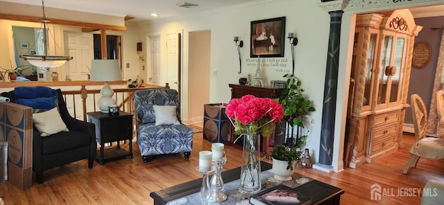 95 Gravel Hill-Spotswood Rd, Monroe, NJ 08831 - living room with crown molding, wood finished floors, recessed lighting, and baseboards