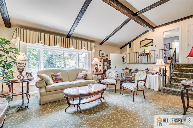 living room featuring carpet