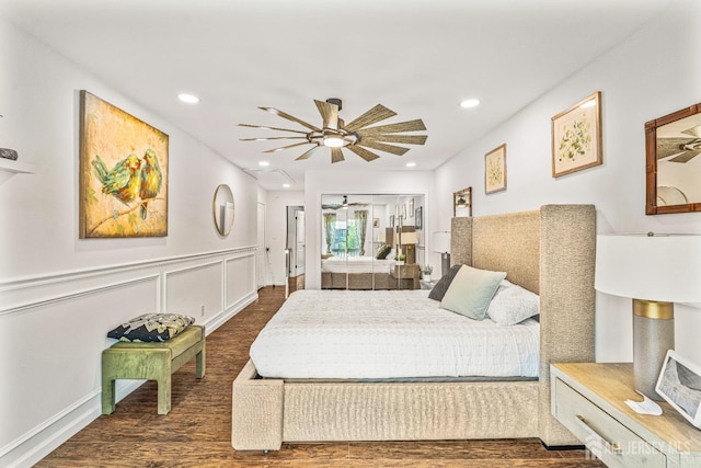 215 Kingsberry Dr, Franklin Twsp, NJ 08873 - bedroom with wood finished floors, recessed lighting, and a ceiling fan