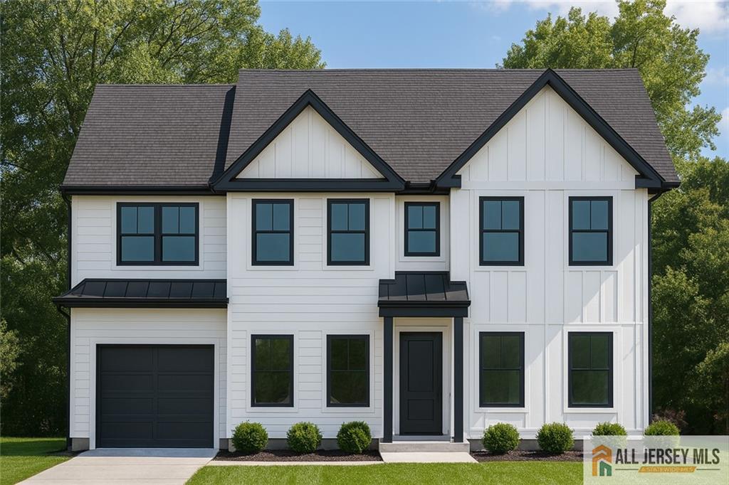 6 Wayne St, Edison, NJ 08817 - modern inspired farmhouse with board and batten siding, a standing seam roof, and a metal roof