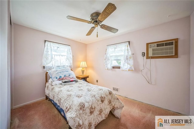 116 Whitman St, Carteret, NJ 07008 - bedroom featuring carpet floors, a wall mounted air conditioner, and ceiling fan