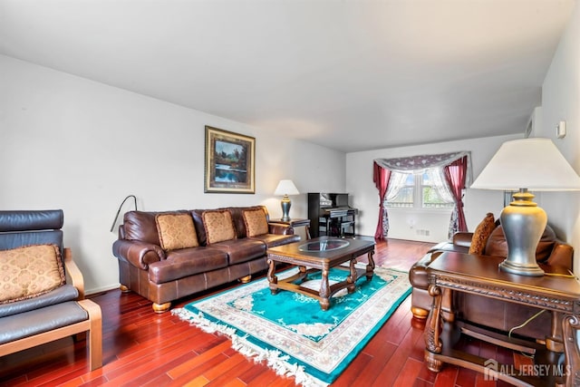 living area featuring wood finished floors