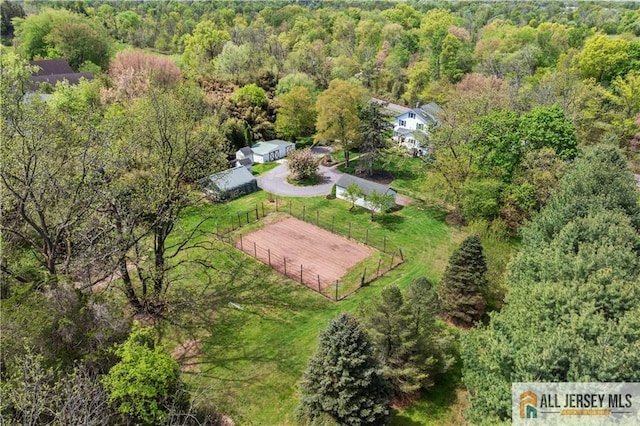 aerial view of a heavily wooded area
