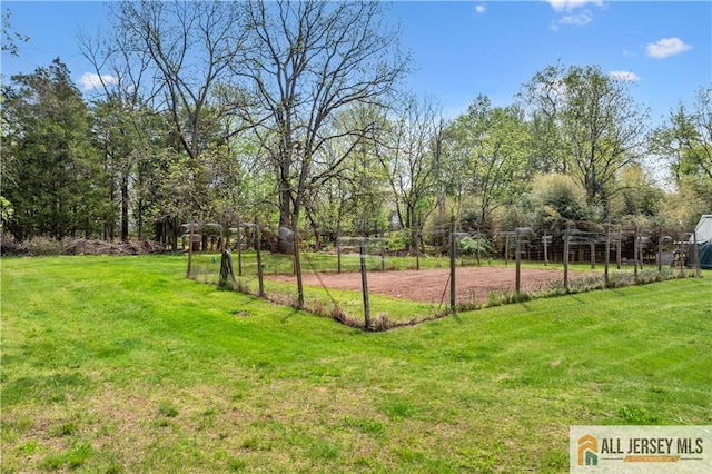 view of green lawn featuring view of scattered trees