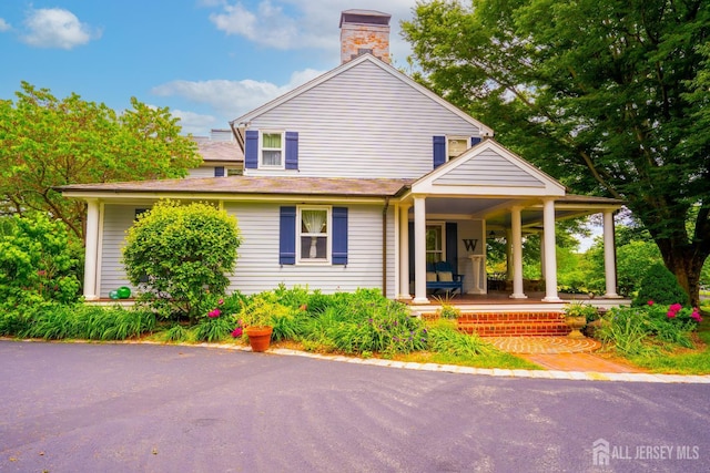 7 Finch Ct, West Windsor, NJ 08550 - view of front of property with covered porch and a chimney