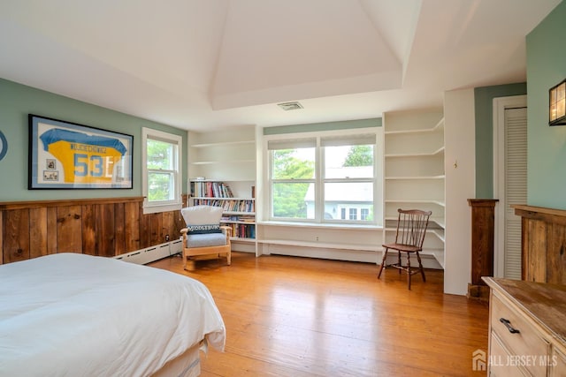 7 Finch Ct, West Windsor, NJ 08550 - bedroom featuring light wood-style flooring, a baseboard radiator, and vaulted ceiling