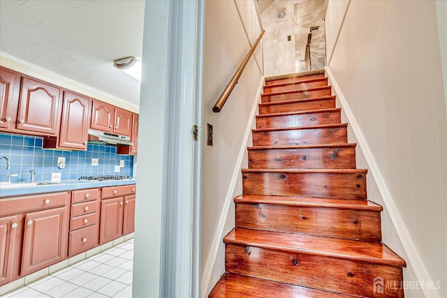 115 W Woodbridge Ave W, Iselin, NJ 08830 - stairway with tile patterned flooring
