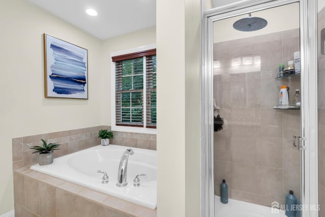 22 Daffodil Way, Old Bridge, NJ 08857 - bathroom featuring a stall shower, a bath, and recessed lighting