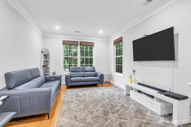 22 Daffodil Way, Old Bridge, NJ 08857 - living room featuring ornamental molding, wood finished floors, and recessed lighting