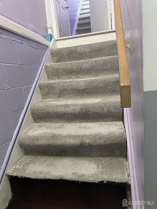401 Jesse Way, Piscataway, NJ 08854 - staircase with concrete block wall