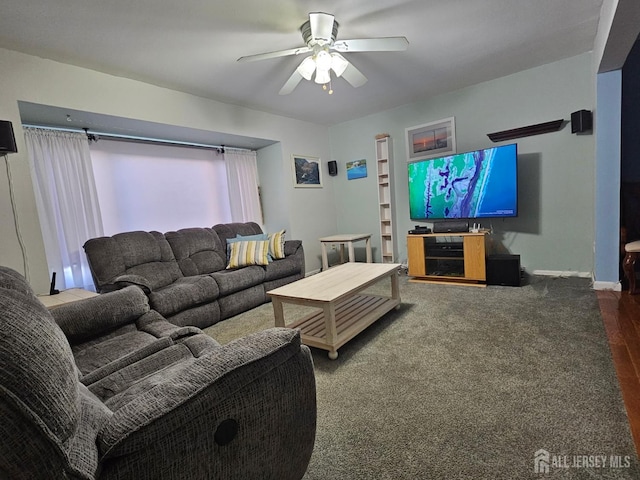 857 Jamestown Rd, East Windsor, NJ 08520 - living area with a ceiling fan, built in shelves, and wood finished floors