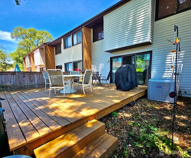 857 Jamestown Rd, East Windsor, NJ 08520 - wooden terrace with outdoor dining space and a grill